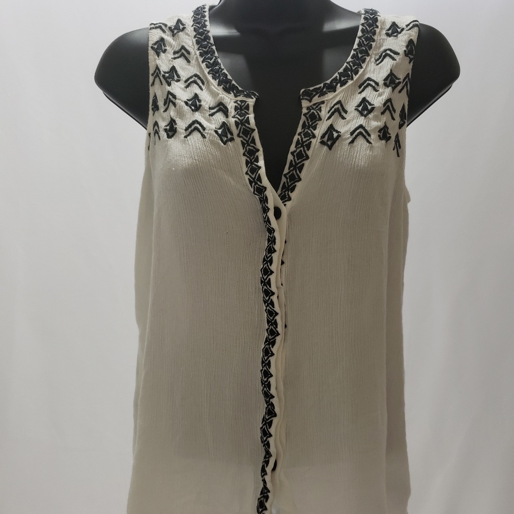 Sleeveless Top with Tribal Embroidery